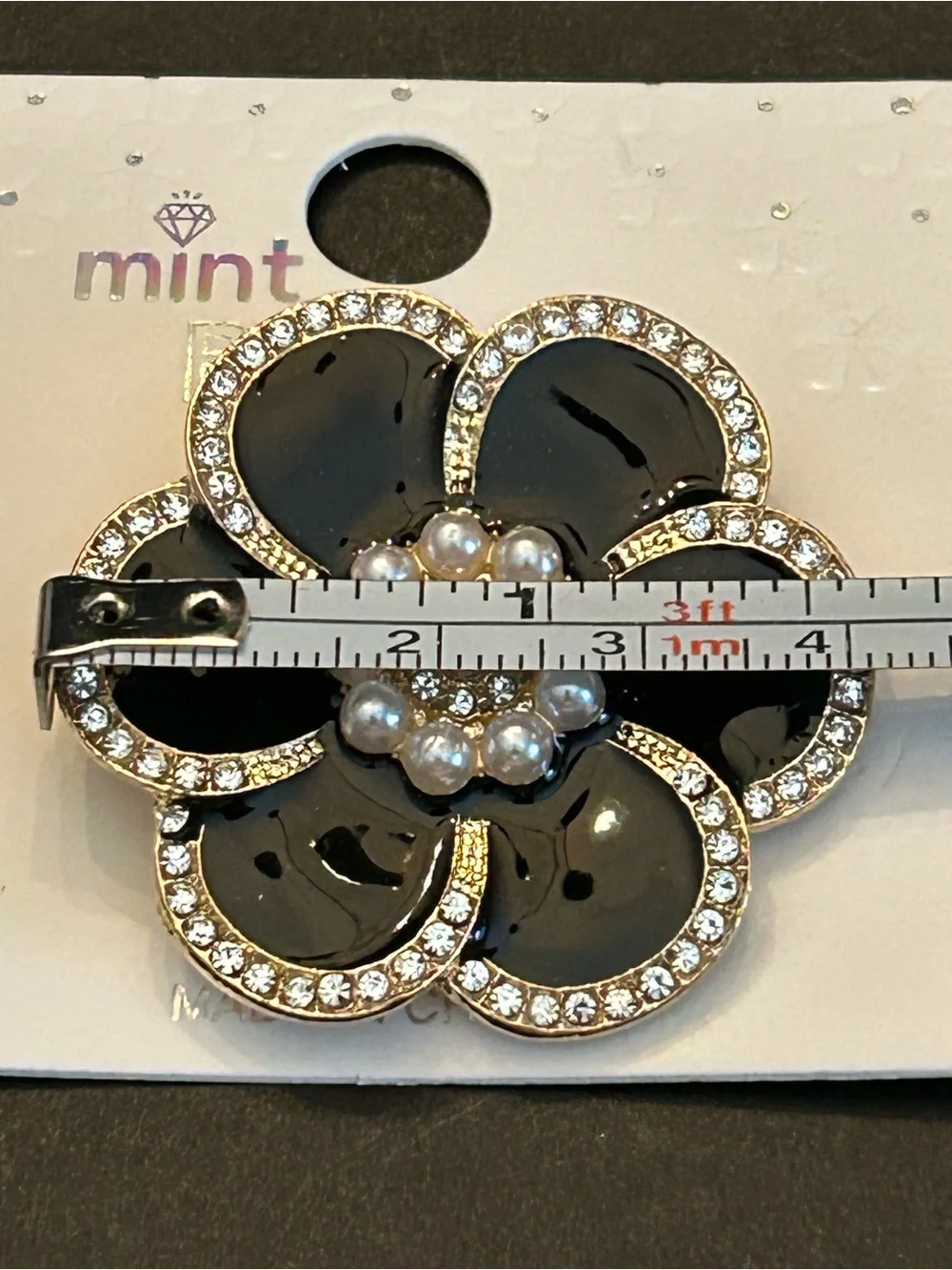 Beautiful Gold-Tone Pearl & Crystal with Enamel Flower Brooch Assorted Colors